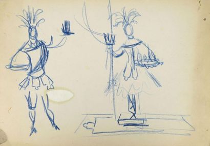 null Janine JANET (1913-2000) pour HERMES.

DON QUICHOTTE.

Ensemble de quatres dessins,...