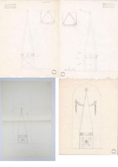 null Janine JANET (1913-2000) pour HOUBIGANT.

Obélisque.

Ensemble de quatre dessins...