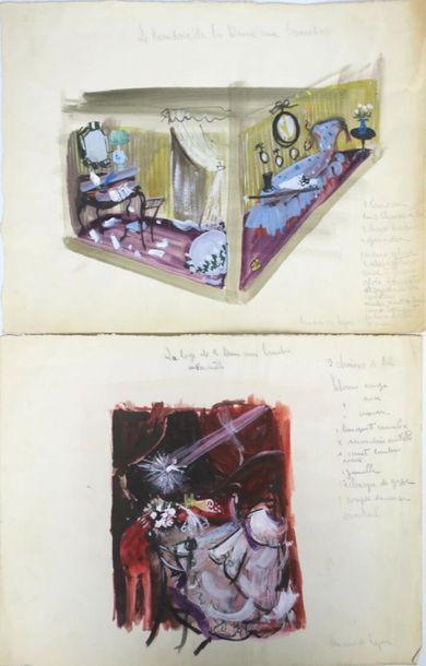 null Janine JANET (1913-2000) pour UN COIN DE LYON. 

Le boudoir de la dame aux camélias...