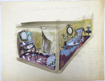 null Janine JANET (1913-2000) pour UN COIN DE LYON. 

Le boudoir de la dame aux camélias...