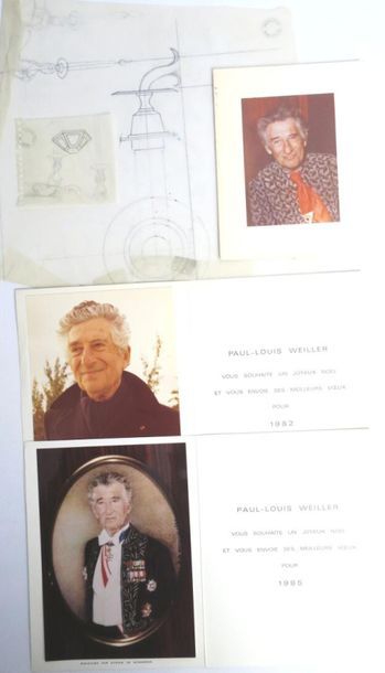 null Janine JANET (1913-2000) pour PAUL-LOUIS WEILLER.

Lustres rocailles. 

Trois...