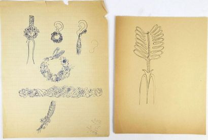 null Janine JANET (1913-2000) 

Projets de bijoux.

Ensemble de vingt-sept dessins,...