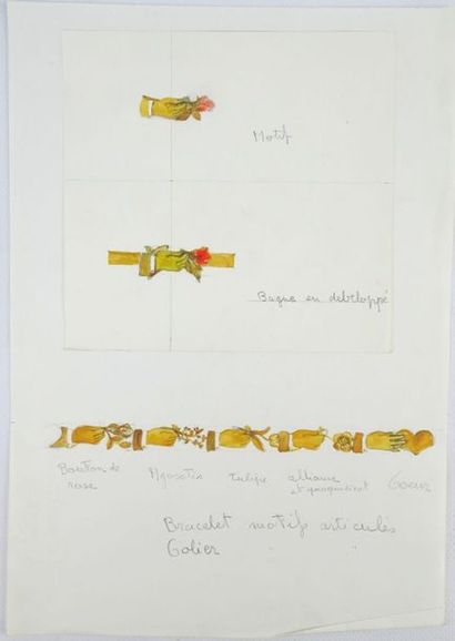 null Janine JANET (1913-2000) 

Projets de bijoux.

Ensemble d'une quinzaine de dessins...