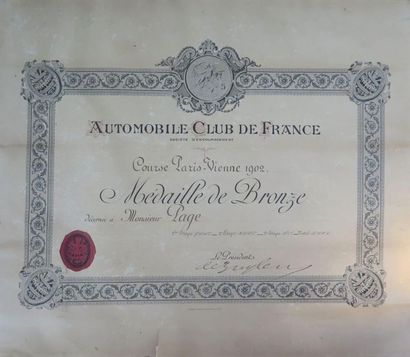 null AUTOMOBILE CLUB DE FRANCE.

Diplôme pour la course Paris-Vienne en 1902.

Médaille...