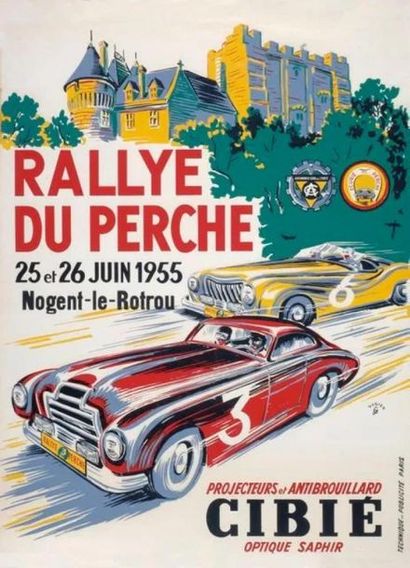null Affiche pour le Rallye du Perche.

25 et 26 juin 1955 à Nogent-le-Rotrou.

H_80...
