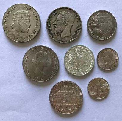 null MONDE : 8 monnaies argent dont Suisse, Allemagne, Belgique, Thailande, Italie...