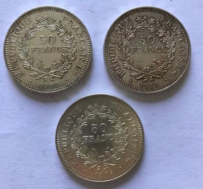null FRANCE : 3 pièces de 50 frs argent Hercule 1975,1978 et 1979.

89,88 gramme...
