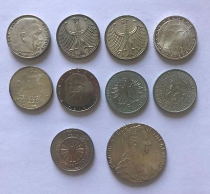 null ALLEMAGNE : 9 pièces de 5 marks argent : 1935, 1951, 1978, 1979,1983, 1987,...