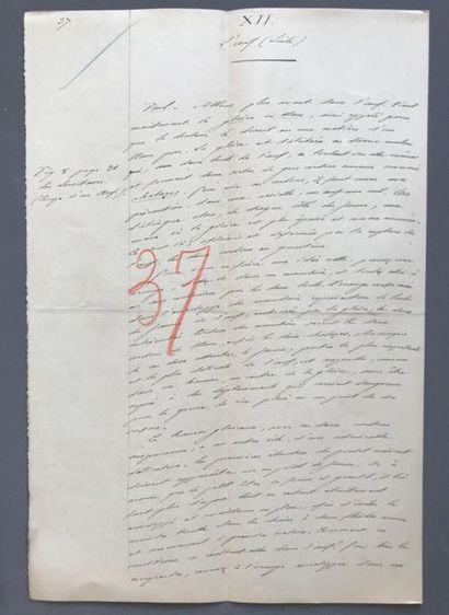 null FABRE (Jean-Henri). [Le Livre des Champs]. Manuscrit autographe. S.l.n.d. [1878],...