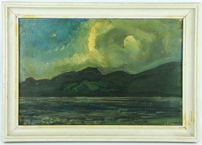 null Adriaan Herman GOUWE (1875-1965).

Crépuscule à Tahiti.

Huile sur panneau,...