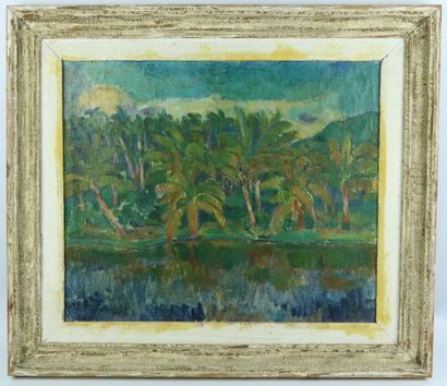 null Theo MEIER (1908-1982).

Palmiers à Tahiti.

Huile sur toile, non signée.

H_54,5...