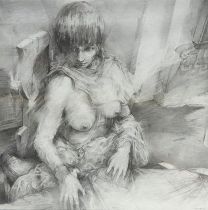 null Daria SCHMITT (née en 1967).

Femme, les seins nus.

Dessin au crayon, signé...