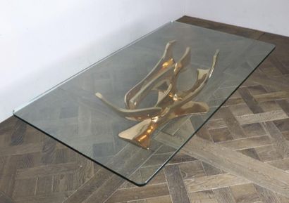 null Fred BROUARD (1944-1999).

Table basse - c.1970

Bronze patiné et verre.

Modèle...