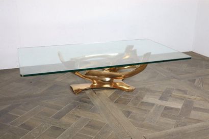 null Fred BROUARD (1944-1999).

Table basse - c.1970

Bronze patiné et verre.

Modèle...