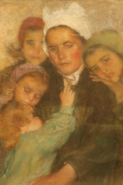 null Lucien LÉVY-DHURMER (1865-1953).

Bretonne et ses enfants.

Pastel, signé en...