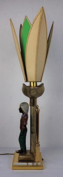 null Travail français des années 1980. 

Lampe à l'Egyptienne

Métal, plexiglass,...