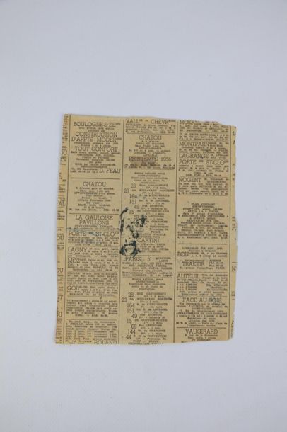 null Alberto GIACOMETTI (1901-1966).

Buste d'homme.

Encre brune sur papier journal,...