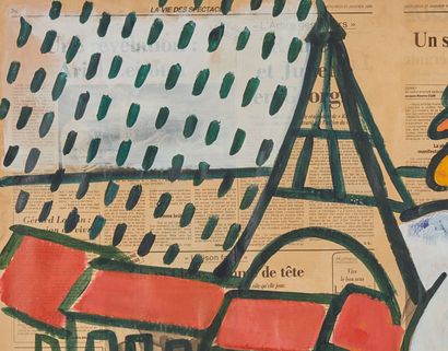 null Caroline LEMAIRE (1955).

Rideau ouvert sur Paris, 1989.

Gouache sur papier...