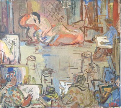 null Jean CORNU (1915-2009).

Le modèle et ses peintres.

Huile sur toile, signée...