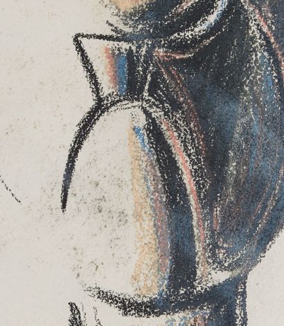 null George CONDO (1957).

Tête de chat.

Crayon gras noir et de couleurs, sur papier.

Signé...