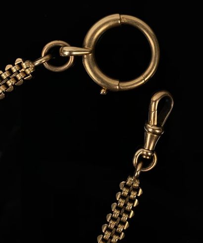 null Chaine de montre en or jaune à deux rangs articulés.

XIXème siècle.

L_32,5...