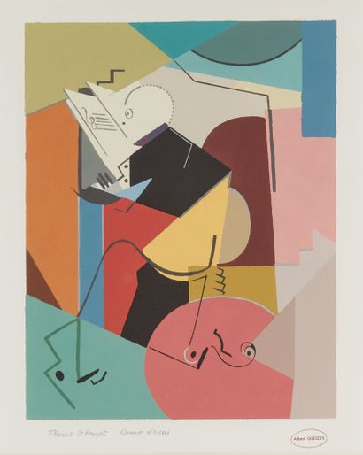 null Albert GLEIZES (1881-1953), d'après.

Portrait du pianiste Florent Schmidt.

Gouache...