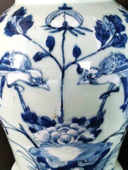 null CHINE, XIXème siècle. 

Réunion de deux potiches couvertes en porcelaine à émail...