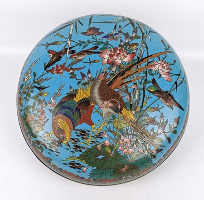 null JAPON, période Meiji (1868-1912).

Grande boîte en bronze et émaux cloisonnés...