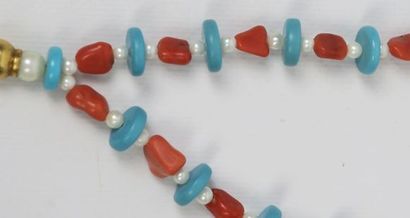 null CHINE.

Sautoir polychrome composé de cercles de turquoise, perles et perles...