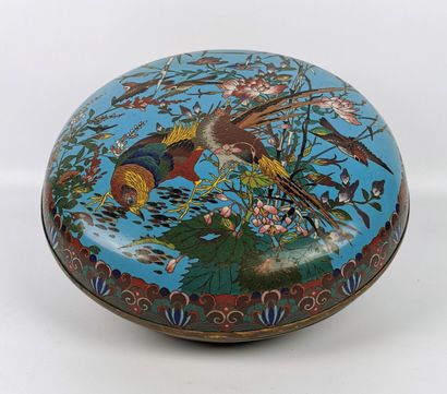 null JAPON, période Meiji (1868-1912).

Grande boîte en bronze et émaux cloisonnés...