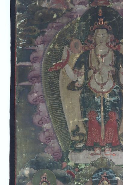 null TIBET, XIXème siècle.

Thangka à l'encre et couleur sur toile représentant Avalokitesvara.

La...