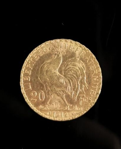 null Une pièce de 20 francs or, 1912.

6,46 grammes, 18K,750°/00