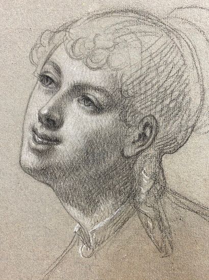 null French school of the 19th century.

Portrait of a young girl smiling.

Pencil...