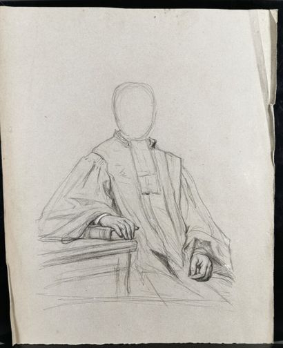 null French school of the 19th century.

Study for a bust portrait of a magistrate....
