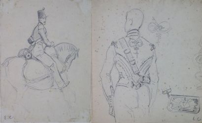 null Louis Eugène CHARPENTIER (1811-1890).

Etude de soldats.

Réunion de deux dessins...