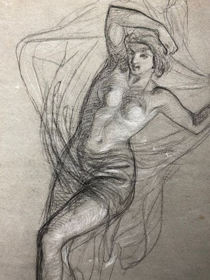 null French school of the 19th century.

Reclining female nude.

Pencil drawing and...