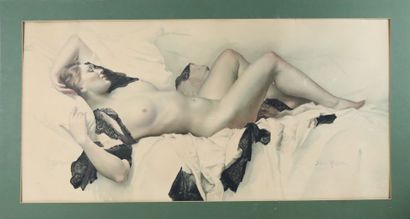 null Irene KLESTOVA (1908-1989).

Reclining nude woman.

Watercolor, signed lower...