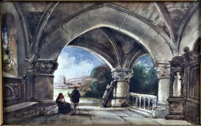 null Joseph PAUL-MARTIN (1799-?).

La conversation sous une voûte.

Aquarelle, signée...