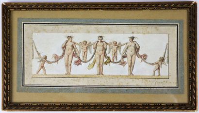 null French school of the 19th century.

Project of a frieze with naked women and...
