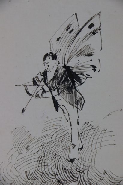 null Henry SOMM (1844-1907). 

Sous les flèches de Cupidon. 

Encre sur papier. 

Signée...