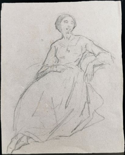null French school of the 19th century.

Study of a woman leaning. 

Charcoal on...