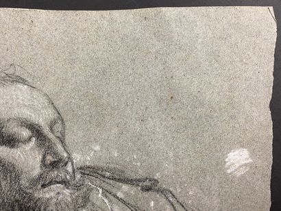 null French school of the 19th century.

Sleeping man.

Charcoal and white chalk...