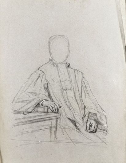 null French school of the 19th century.

Study for a bust portrait of a magistrate....