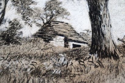 null Louis LEMAIRE (1824-1910).

Cottage in the forest.

Charcoal and grease pencil...