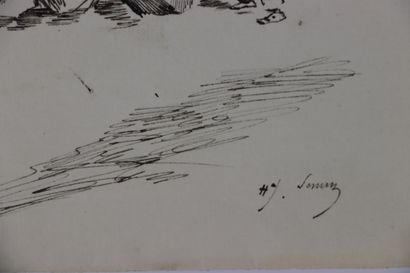null Henry SOMM (1844-1907). 

The good education. 

Ink on paper. 

Signed lower...