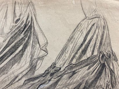 null French school of the 19th century.

Study of drapery.

Pencil and white chalk....