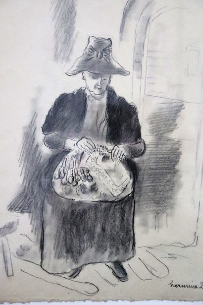 null Hermine DAVID (1886-1970).

The lacemaker.

Pencil and charcoal on paper, signed...