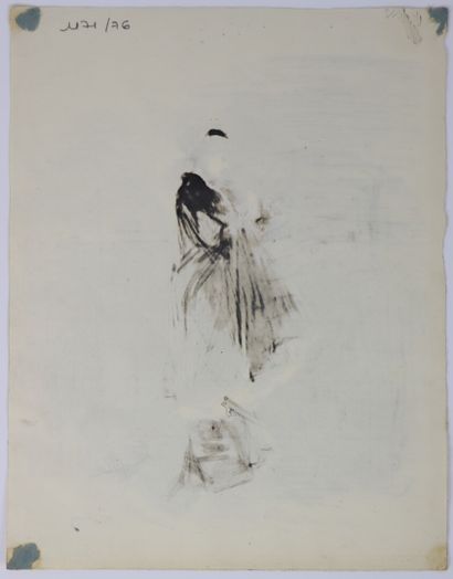 null Henry SOMM (1844-1907). 

Elegant woman with coat. 

Ink on paper. 

Signed...