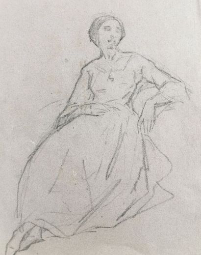 null French school of the 19th century.

Study of a woman leaning. 

Charcoal on...