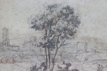 null French school of the XVIIth century.

Landscape in Italy.

Ink, wash and sanguine...